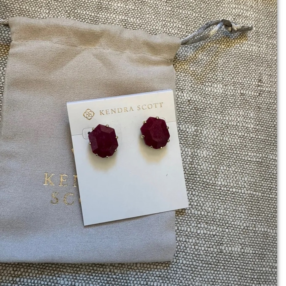 Kendra Scott Raspberry Labradorite Gold‎ Morgan Stud Earrings NEW - Picture 2 of 7